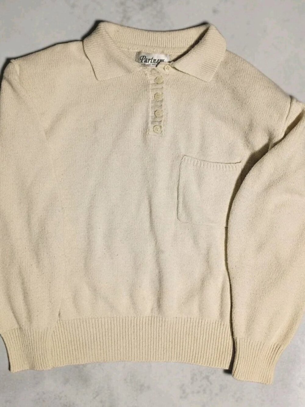 Partners by Mervyns Women’s Vintage Tan Knit Sweater Medium 80s-90s Button Rare